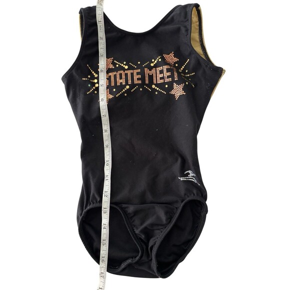 Motionwear Girls Black and Gold‎ Sparkle Stars State Meet Leotard Size CS - Picture 6 of 6